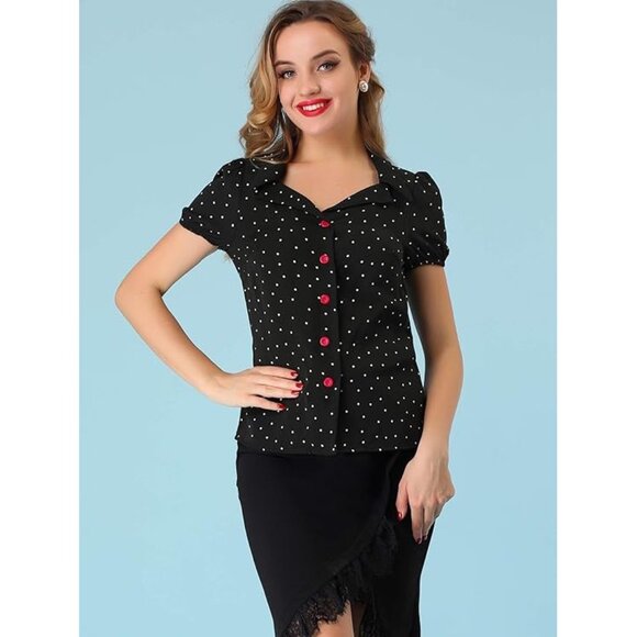 NEW NWT rockabilly dots shirt plus size top xl extra large - Picture 3 of 7